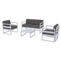 Mykonos 4 Person Lounge Set Silver Gray with Charcoal Cushion ISP132-SIL-CCH - Furniture Sets