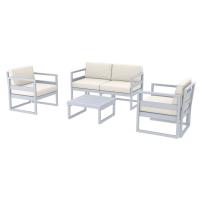 Mykonos 4 Person Lounge Set Silver Gray with Natural Cushion ISP132-SIL-CNA