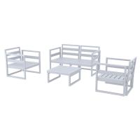 Mykonos 4 Person Lounge Set Silver Gray with Natural Cushion ISP132-SIL-CNA - 1