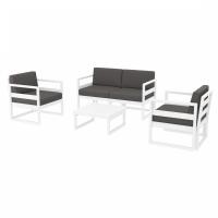 Mykonos 4 Person Lounge Set White with Charcoal Cushion ISP132-WHI-CCH - 1