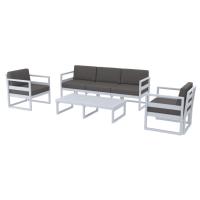 Mykonos 5 Person Lounge Set Silver Gray with Charcoal Cushion ISP133-SIL-CCH