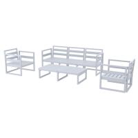 Mykonos 5 Person Lounge Set Silver Gray with Natural Cushion ISP133-SIL-CNA - 1