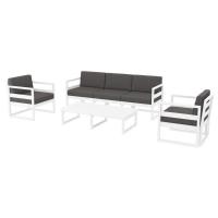 Mykonos 5 Person Lounge Set White with Charcoal Cushion ISP133-WHI-CCH - 1