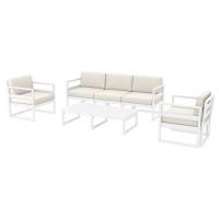 Mykonos 5 Person Lounge Set White with Natural Cushion ISP133-WHI-CNA - 1