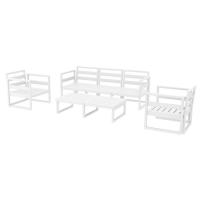 Mykonos 5 Person Lounge Set White with Natural Cushion ISP133-WHI-CNA - 2