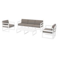Mykonos 5 Person Lounge Set White with Taupe Cushion ISP133-WHI-CTA - 1