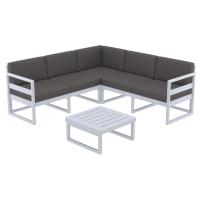 Mykonos Corner Sectional 5 Person Lounge Set Silver Gray with Charcoal Cushion ISP134-SIL-CCH