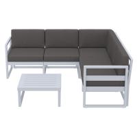 Mykonos Corner Sectional 5 Person Lounge Set Silver Gray with Charcoal Cushion ISP134-SIL-CCH - 1