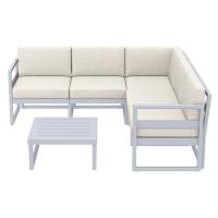 Mykonos Corner Sectional 5 Person Lounge Set Silver Gray with Natural Cushion ISP134-SIL-CNA - 1