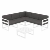 Mykonos Corner Sectional 5 Person Lounge Set White with Charcoal Cushion ISP134-WHI-CCH