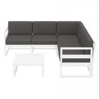 Mykonos Corner Sectional 5 Person Lounge Set White with Charcoal Cushion ISP134-WHI-CCH - 1