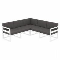 Mykonos Corner Sectional 5 Person Lounge Set White with Charcoal Cushion ISP134-WHI-CCH - 2