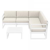 Mykonos Corner Sectional 5 Person Lounge Set White with Natural Cushion ISP134-WHI-CNA - 1
