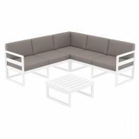 Mykonos Corner Sectional 5 Person Lounge Set White with Taupe Cushion ISP134-WHI-CTA