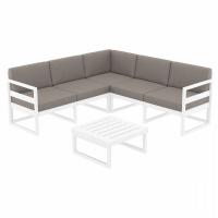 Mykonos Corner Sectional 5 Person Lounge Set White with Taupe Cushion ISP134-WHI-CTA