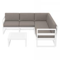 Mykonos Corner Sectional 5 Person Lounge Set White with Taupe Cushion ISP134-WHI-CTA - 1