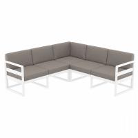 Mykonos Corner Sectional 5 Person Lounge Set White with Taupe Cushion ISP134-WHI-CTA - 2