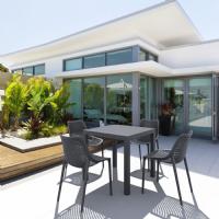 Ares Resin Outdoor Table 31 inch Square Dark Gray ISP164-DGR - 3