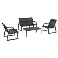 Pacific 4 piece Lounge Set with Arms Black Frame Black Sling ISP238-BLA-BLA - 1