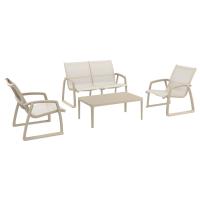 Pacific 4 piece Lounge Set with Arms Taupe Frame Taupe Sling ISP238-DVR-DVR - 1