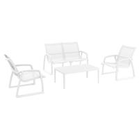 Pacific 4 piece Lounge Set with Arms White Frame White Sling ISP238-WHI-WHI - 1
