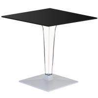 Ice HPL Top Square Table with Transparent Base 24 inch Black ISP500H60-BLA