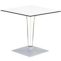 Ice HPL Top Square Table with Transparent Base 24 inch White ISP500H60-WHI