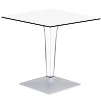 Ice HPL Top Square Table with Transparent Base 24 inch White ISP500H60-WHI
