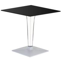 Ice HPL Top Square Table with Transparent Base 24 inch Black ISP550H60-BLA