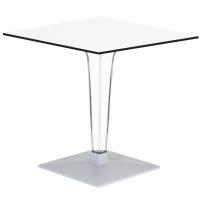 Ice HPL Top Square Table with Transparent Base 24 inch White ISP550H60-WHI