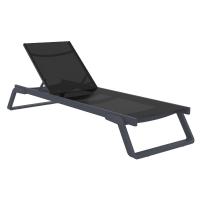 Tropic Sling Chaise Lounge Dark Gray Frame Black Sling ISP708-DGR-BLA