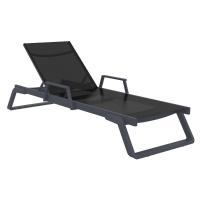 Tropic Arm Sling Chaise Lounge Dark Gray Frame Black Sling ISP708A-DGR-BLA