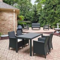 California Wickerlook Resin 55 inch Patio Dining Set 5 Piece Rattan Gray ISP8064S-DG