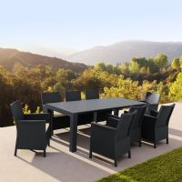 California Extendable Dining Set 9 Piece Rattan Gray ISP8066S-DG