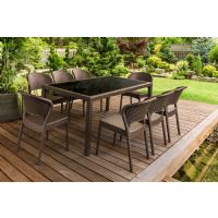 Daytona Glass Top Rectangle Dining Set 9 Piece with Rattan Gray ISP8185S-DG - 3