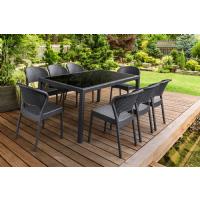 Daytona Glass Top Rectangle Dining Set 9 Piece with Rattan Gray ISP8185S-DG - 4