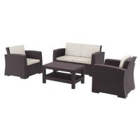 Monaco Wickerlook 4 Piece Loveseat Set Brown with Cushion ISP835-BR