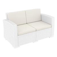 Monaco Wickerlook 4 Piece Loveseat Deep Seating Set White with Cushion ISP835-WH - 1