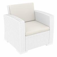 Monaco Wickerlook 4 Piece Loveseat Deep Seating Set White with Cushion ISP835-WH - 2