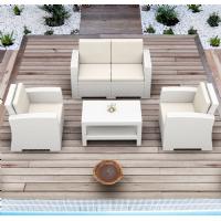 Monaco Wickerlook 4 Piece Loveseat Deep Seating Set White with Cushion ISP835-WH - 7