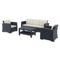 Monaco Wickerlook 4 Piece XL Sofa Deep Seating Set Rattan Gray with Cushion ISP836-DG