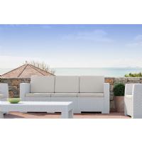 Monaco Wickerlook 4 Piece XL Sofa Deep Seating Set White with Cushion ISP836-WH - 10