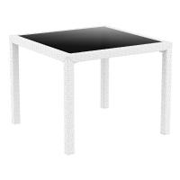 Miami Resin Wickerlook Square Dining Table White 37 inch ISP870-WH