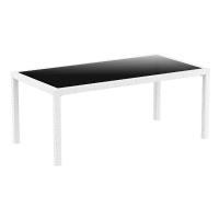 Miami Resin Wickerlook Rectangle Dining Table White 71 inch ISP880-WH