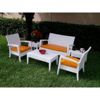 Miami Resin Wickerlook Conversation Set 6 piece White with Cushion ISP991S-WH - 12