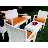 Miami Resin Wickerlook Conversation Set 6 piece White with Cushion ISP991S-WH - 13