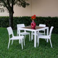 Miami Wickerlook Resin Patio Dining Set 5 Piece Rattan Gray with Side Chairs ISP992S-DG - 5