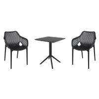 Air XL Bistro Set with Sky 24" Square Folding Table Black S007114-BLA-