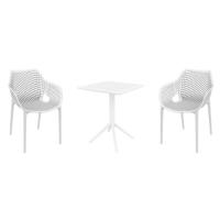 Air XL Bistro Set with Sky 24" Square Folding Table White S007114-WHI