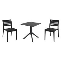 Ares Dining Set with Sky 27" Square Table Black S009108-BLA-